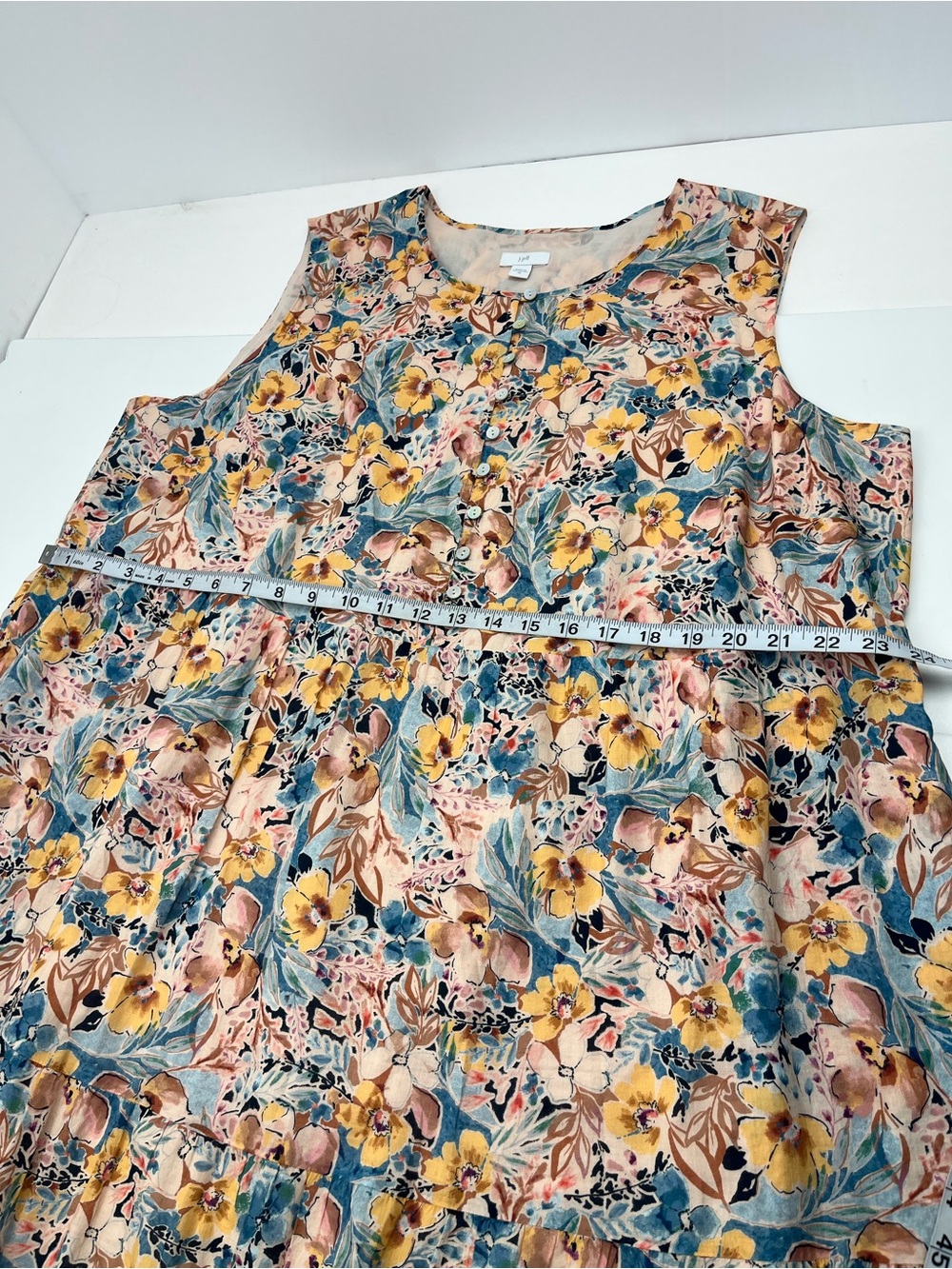 J. Jill Sleeveless Floral Tiered Maxi Dress 100% Cotton Womens Size 2X Pockets - Picture 6 of 10